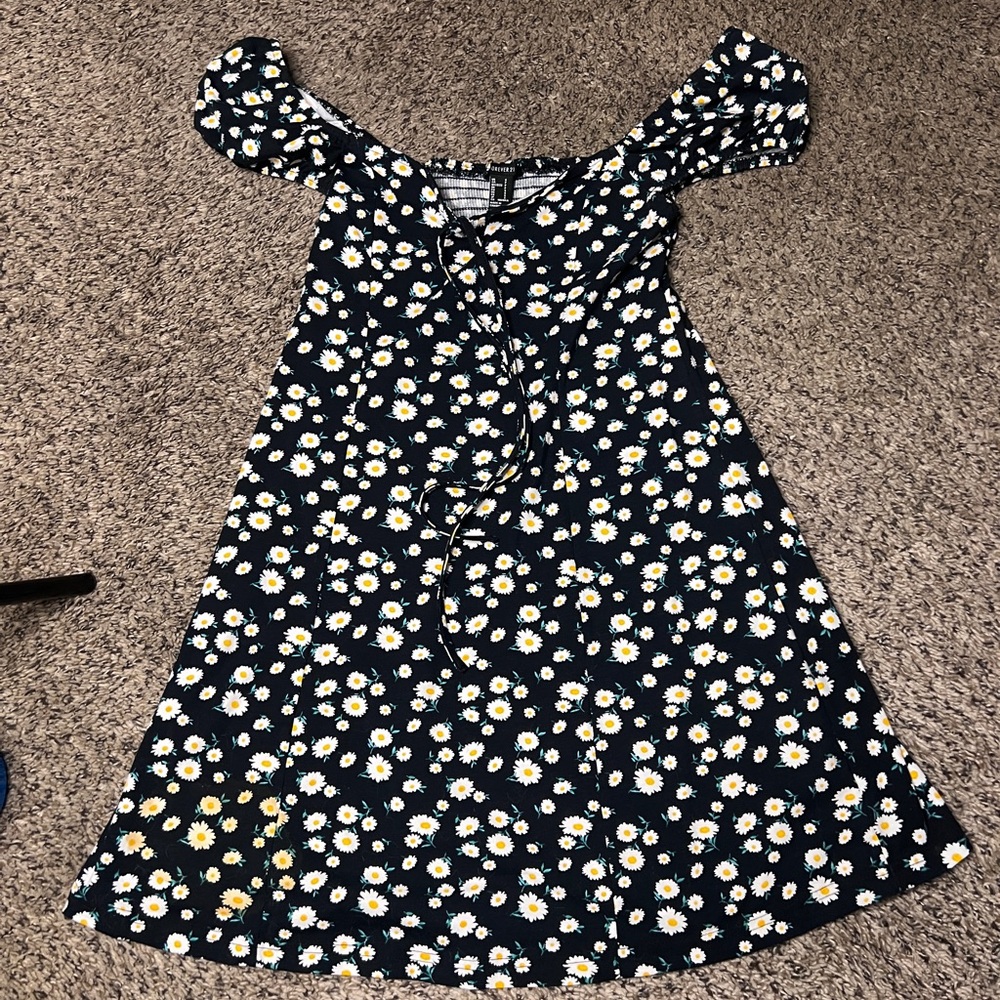 Forever 21 Navy Daisy Print A-Line Dress